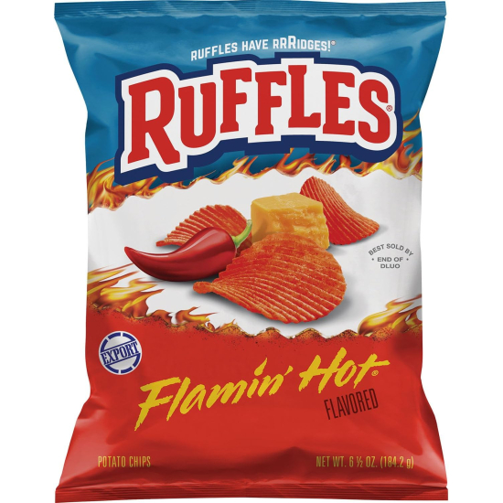 Rufflles Flaming Hot Flavored Potato Chips 6.5 OZ