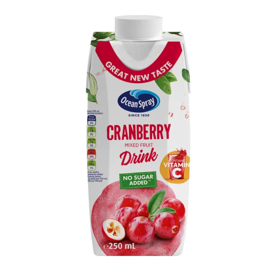 Ocean Spray Cranberry Fruit Drink No Sugar Added, Contains Vitamin C 250 ml