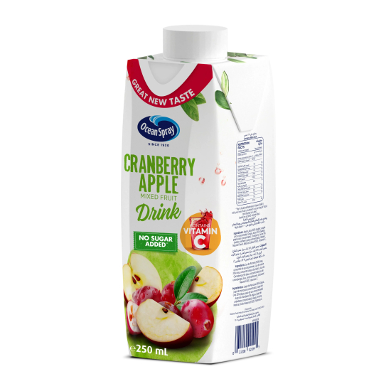 Ocean Spray Cranberry Apple Mixed Fruit Drink No Sugar Added Contains Vitamin C,  250ml