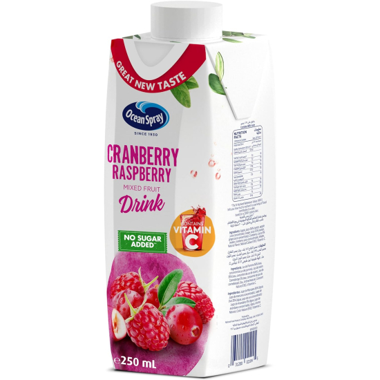 Ocean Spray Cranberry Raspberry Mixed Fruit Drink No Sugar Added, Contains Vitamin C 250 ml