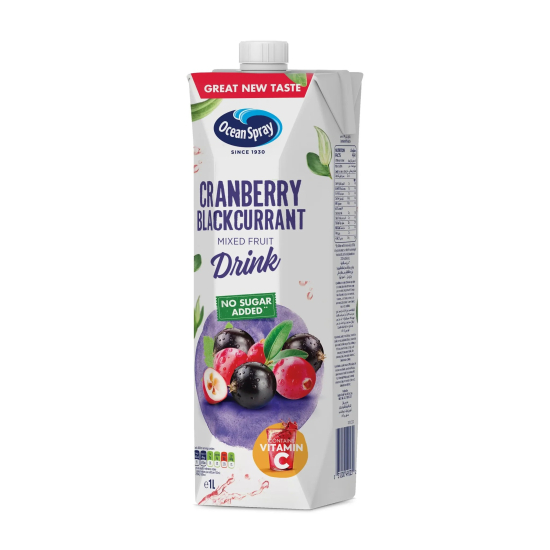 Ocean Spray Cranberry Blackcurrant Mixed Fruit Drink No Sugar Added, Contains Vitamin C 1 Litre