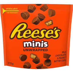 Hershey's Reese's Mini Unwrapped Chocolate Peanut Butter Cups 215g Hershey's Reese's Mini Unwrapped Chocolate Peanut Butter Cups 215g