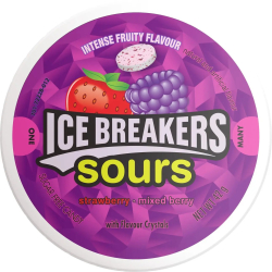 Ice Breakers Strawberry / Mixed Berry Sours Candy 42g Ice Breakers Strawberry / Mixed Berry Sours Candy 42g