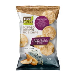 Rice Up Whole Grain Rice Chips Gorgonzola And Caramelized Pear 60g, Pack Of 12 Rice Up Whole Grain Rice Chips Gorgonzola And Caramelized Pear 60g, Pack Of 12