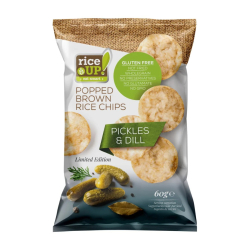 Rice Up Whole Grain Rice Chips Pickles & Dills 60g, Pack Of 12 Rice Up Whole Grain Rice Chips Pickles & Dills 60g, Pack Of 12