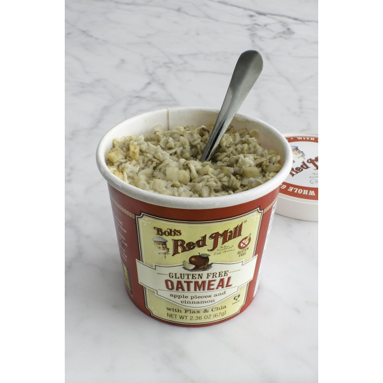 Bob's Red Mill Gluten Free Oatmeal Cup Apple Cinnamon With Flax & Chia, Non-GMO 2.36 Oz (67g), Pack Of 12