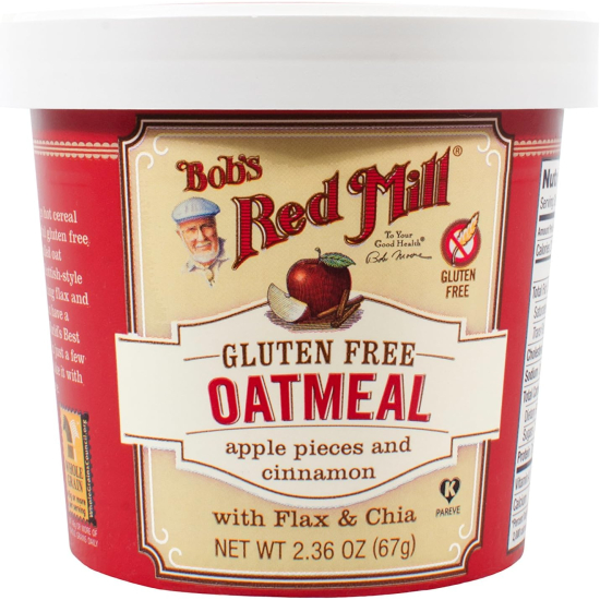 Bob's Red Mill Gluten Free Oatmeal Cup Apple Cinnamon With Flax & Chia, Non-GMO 2.36 Oz (67g), Pack Of 12