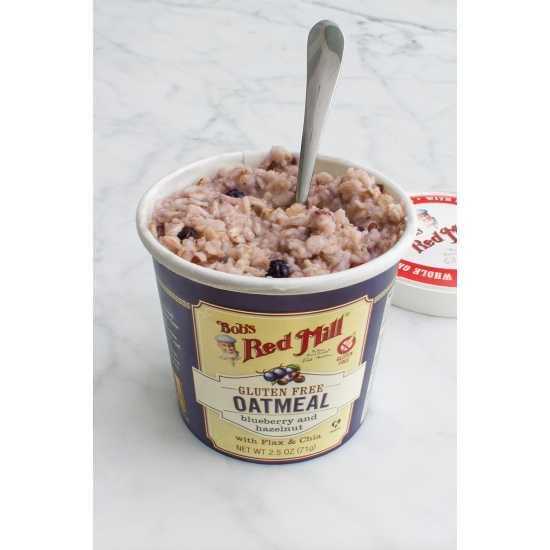 Bob's Red Mill Gluten Free Oatmeal Cup-Blueberry & Hazelnut with Flax & Chia 2,5 Oz (71g), Pack Of 12