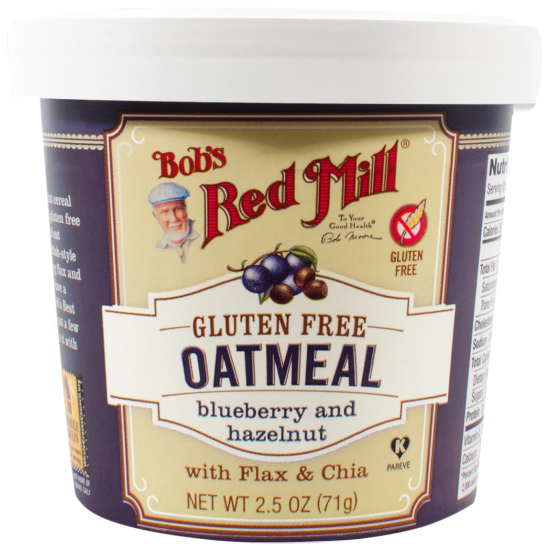 Bob's Red Mill Gluten Free Oatmeal Cup-Blueberry & Hazelnut with Flax & Chia 2,5 Oz (71g), Pack Of 12
