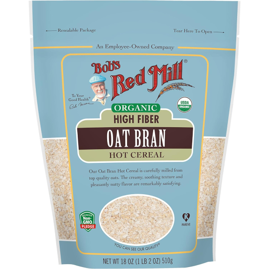 Bob's Red Mill Organic High Fiber Oat Bran Hot Cereal, Non-GMO 510g, Pack Of 8
