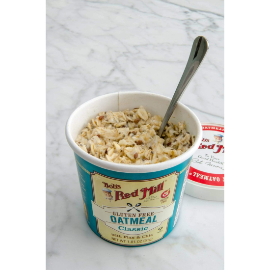 Bob's Red Mill Gluten Free Oatmeal Cup Classic with Flax & Chia, Non-GMO 1.81 Oz (51g), Pack Of 12