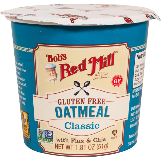 Bob's Red Mill Gluten Free Oatmeal Cup Classic with Flax & Chia, Non-GMO 1.81 Oz (51g), Pack Of 12