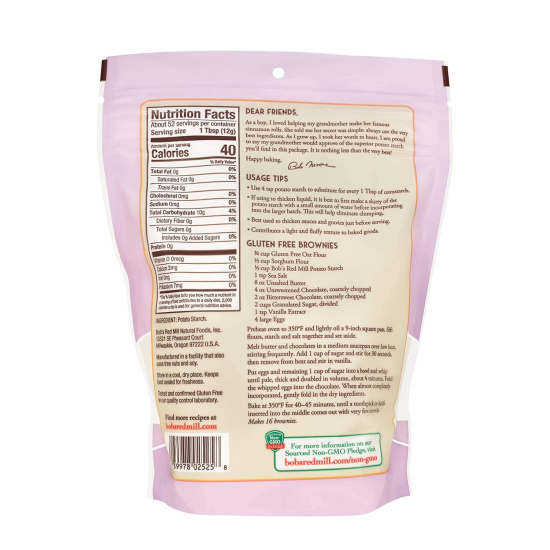Bob's Red Mill Premium Quality Potato Starch Unmodified Gluten Free, Non-GMO 623g