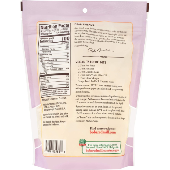 Bob's Red Mill Coconut Flakes Unsweetened Unsulfured, Non-GMO 284g, Pack Of 8