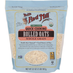 Bob's Red Mill Organic Rolled Oats Quick Cooking, Whole Grain Non-GMO 907g, Pack Of 6 Bob's Red Mill Organic Rolled Oats Quick Cooking, Whole Grain Non-GMO 907g, Pack Of 6
