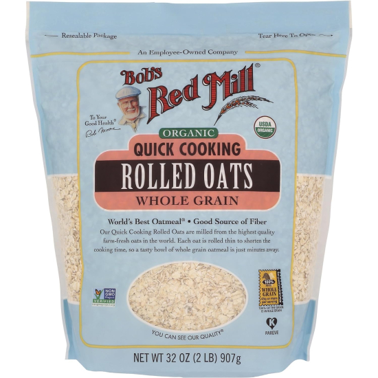 Bob's Red Mill Organic Rolled Oats Quick Cooking, Whole Grain Non-GMO, 907g