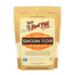Bob's Red Mill Semolina Flour N0.1 Durum Wheat, Gluten Free 680g, Pack Of 8 Bob's Red Mill Semolina Flour N0.1 Durum Wheat, Gluten Free 680g, Pack Of 8