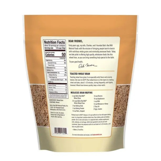 Bob's Red Mill High Fiber Wheat Bran, Non-GMO 454g