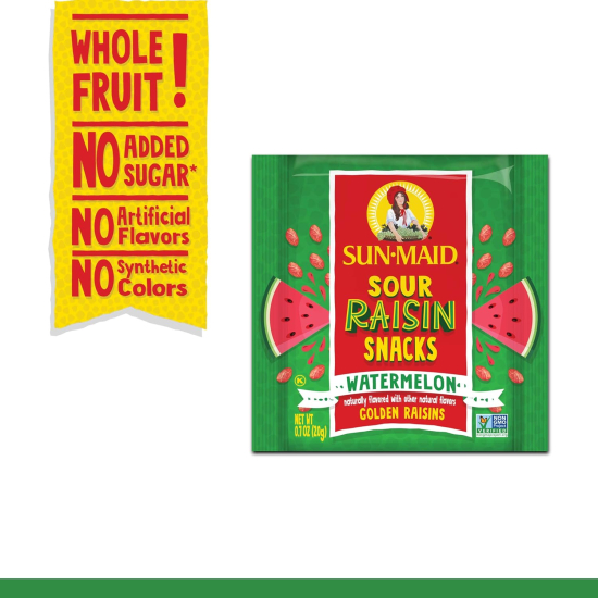 Sun-Maid Fruity Raisin Snacks Sour Watermelon Golden Raisins 7 Pouches 20g