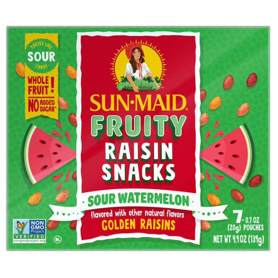 Sun-Maid Fruity Raisin Snacks Sour Watermelon Golden Raisins 7 Pouches 20g