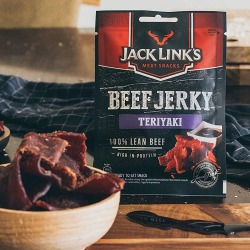Jack Link’s Beef Jerky Teriyaki High Protein Meat Snack Dried Halal Beef 25g, Pack Of 6