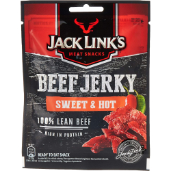 Jack Link’s Beef Jerky Sweet & Hot High Protein Meat Snack Dried Halal Beef 40g, Pack Of 6 Jack Link’s Beef Jerky Sweet & Hot High Protein Meat Snack Dried Halal Beef 40g, Pack Of 6