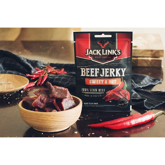 Jack Link’s Beef Jerky Sweet & Hot High Protein Meat Snack Dried Halal Beef 70g