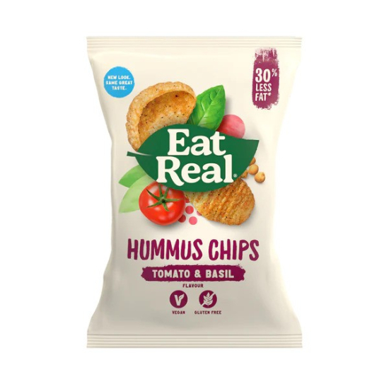Eat Real Hummus Chips Tomato & Basil 135g Gluten Free and Vegan