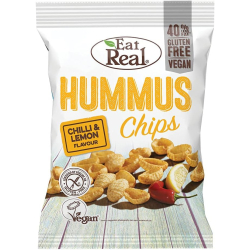 Eat Real Hummus Chips Chilli & Lemon 135g Gluten Free and Vegan Eat Real Hummus Chips Chilli & Lemon 135g Gluten Free and Vegan