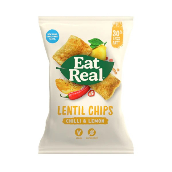 Eat Real Lentil Chips Chilli & Lemon 113g Gluten Free and Vegan