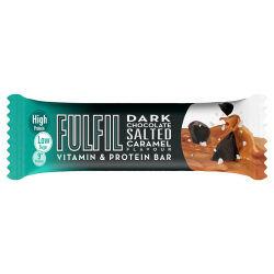 Fulfil Dark Chocolate Salted Caramel Flavour - Vitamin & Protein Bar, Low Sugar, High Protein, 150 Calories With 9 Vitamins, 15x55g Fulfil Dark Chocolate Salted Caramel Flavour - Vitamin & Protein Bar, Low Sugar, High Protein, 150 Calories With 9 Vitamins, 15x55g