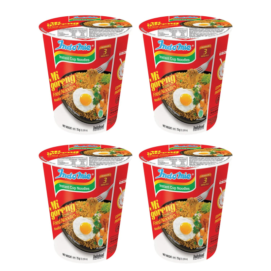 Indomie Mi Goreng Instant Cup Fried Noodles, Original Flavour,75g(Pack of 4) 