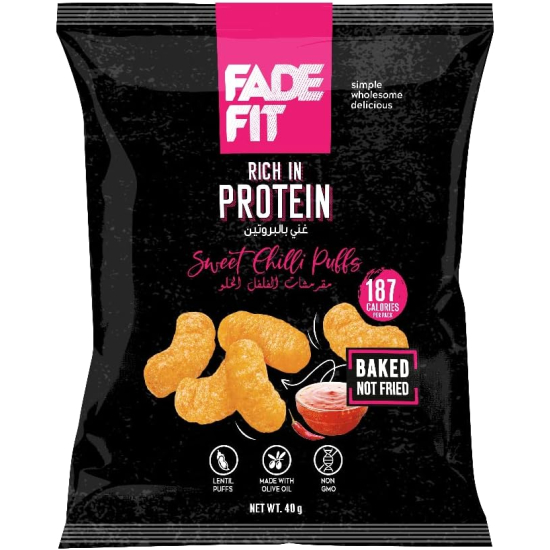 Fade Fit Sweet Chilli Puffs Rich in Protein, Baked, Non Gmo 40g