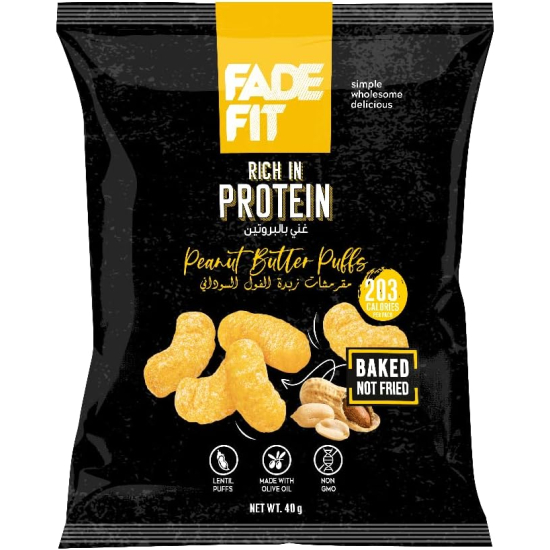 Fade Fit Peanut Butter Puffs, Rich in Protein, Baked, Non Gmo 40g