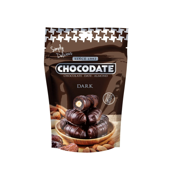 Chocodate 85% Exclusive Real Extra Dark With Whole Almond Chocolate Pouch 100g