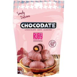 Chocodate Exclusive Ruby Handmade Treat Rich Silky Chocolate Pouch 90g, Pack Of 12 Chocodate Exclusive Ruby Handmade Treat Rich Silky Chocolate Pouch 90g, Pack Of 12