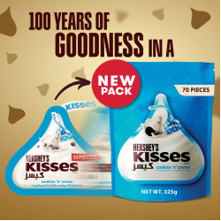 Hershey's Kisses Cookies 'n' Creme 100g, Pack Of 12 Hershey's Kisses Cookies 'n' Creme 100g, Pack Of 12