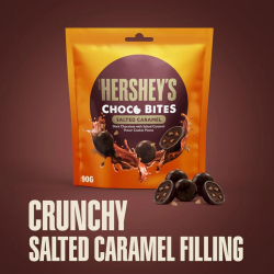 Hershey's Choco Bites Dark Chocolate with Salted Caramel Cookie Pieces 81g, Pack Of 12 Hershey's Choco Bites Dark Chocolate with Salted Caramel Cookie Pieces 81g, Pack Of 12