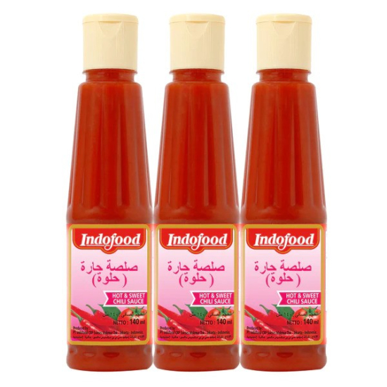 Indofood Hot & Sweet Chili Sauce 140 ml (Pack of 3)