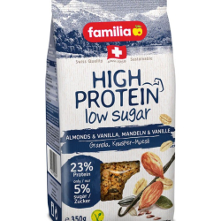 Familia High Protein, Almonds & Vanilla, Low Sugar, 23% Protein, Vegan 350g, Pack Of 6 Familia High Protein, Almonds & Vanilla, Low Sugar, 23% Protein, Vegan 350g, Pack Of 6