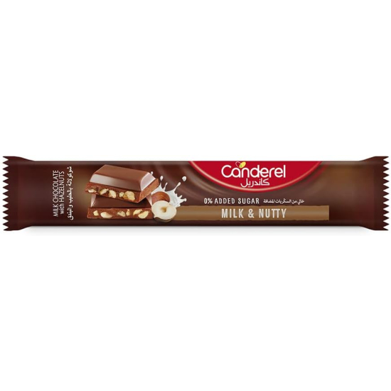Canderel 0% Added Sugar Milk & Nuts Chocolate Bar, 27g