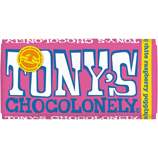 Tony's Chocolonely White Chocolate Raspberry Popping Candy  180g