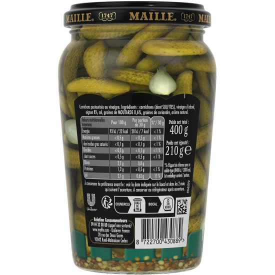 Maille Mini Crunchy Gherkins Pickles 210 ml