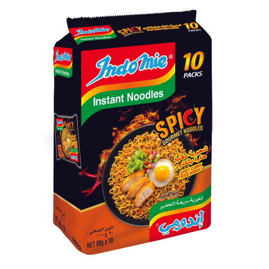 Indomie Instant Fried Noodles, Spicy Curry Flavour (Pack of 10 - 90g Each)