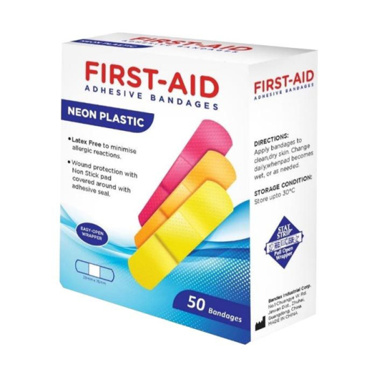 First Aid Neon Plastic Bandages 50pcs 19mm c 76mm