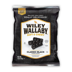 Wiley Wallaby Black Licorice Soft & Chewy Classic 113g, Pack Of 6 Wiley Wallaby Black Licorice Soft & Chewy Classic 113g, Pack Of 6
