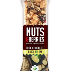 Nuts & Berries Organic Dark Chocolate Ginger & Lime 40g, Pack Of 6