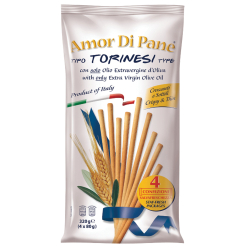 Amor di Pane BreadSticks with extra virgin olive oil 320g (80g x 4), Pack Of 13 Amor di Pane BreadSticks with extra virgin olive oil 320g (80g x 4), Pack Of 13