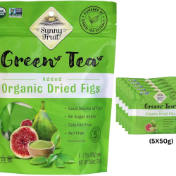 Sunny Fruit Organic Dried Figs (Green Tea Added) 250g (5X50g) Pack Of 6 Sunny Fruit Organic Dried Figs (Green Tea Added) 250g (5X50g) Pack Of 6