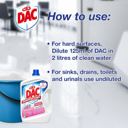 Dac Disinfectant Rose 2x New 1.5 Ltr, Pack Of 8 Dac Disinfectant Rose 2x New 1.5 Ltr, Pack Of 8